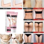 Visual comparison showing body changes before and after using Sadoer Slimming Cream.
