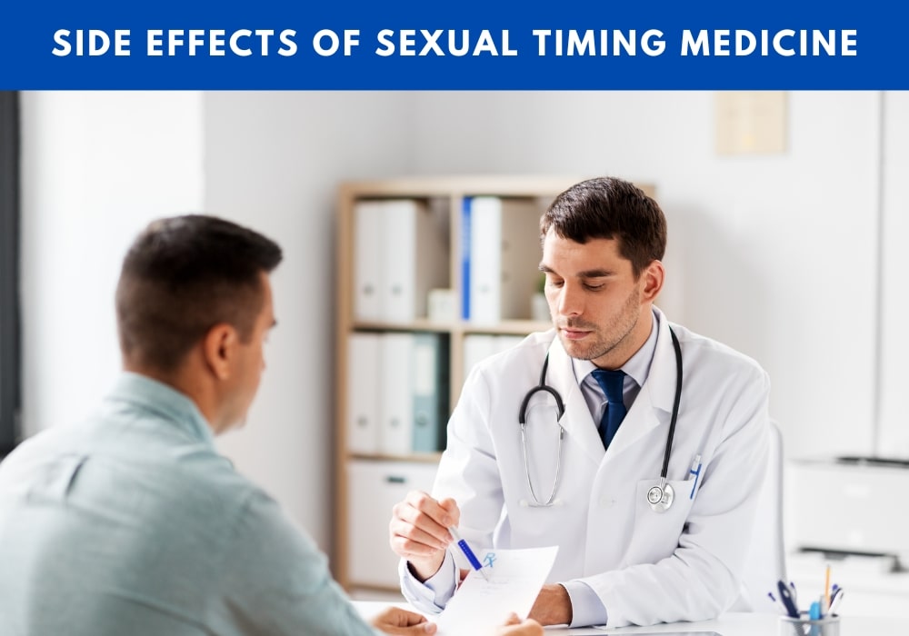 A man concerned about timing tablet side effects talks to a doctor