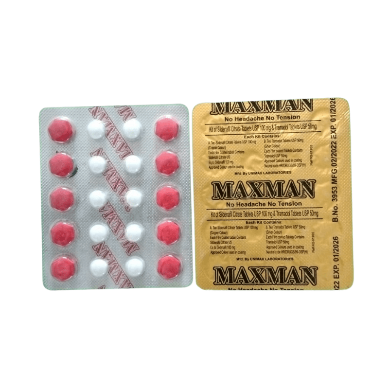 Original Maxman Tablets with Sildenafil 100mg & Tramadol 50mg in Pakistan