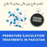 Blue and white capsules for premature ejaculation treatment with a stopwatch