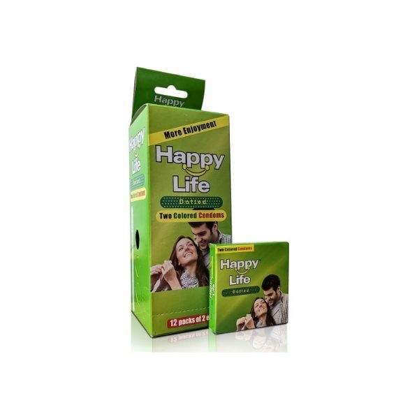 Happy Life Dotted Condom pack showing dotted texture, available in Pakistan