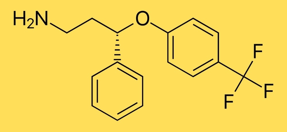 Chemical structure of fluoxetine molecule