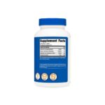 Back side label of Nutricost Calcium Magnesium Zinc tablets showing supplement facts and directions