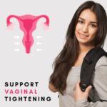Vaginal tightening guide showing causes, pelvic floor exercises, and intimate care options