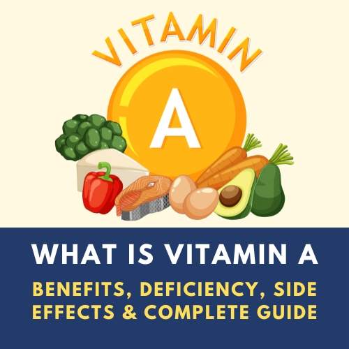 Vitamin A Retinol guide showing benefits deficiency food sources and supplements