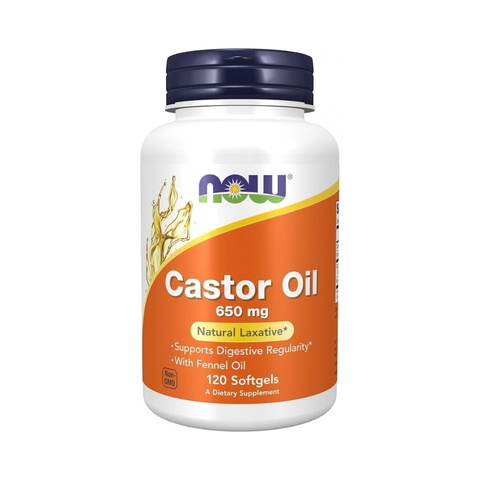 NOW Castor Oil 650mg 120 Softgels Natural Laxative