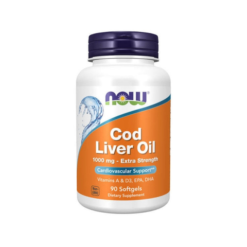 NOW Cod Liver Oil 1000mg 90 Softgels with Omega-3 Vitamin A and D3