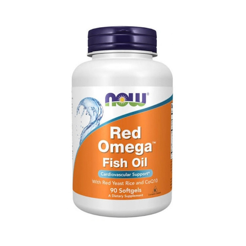 NOW Red Omega Fish Oil 90 Softgels with Red Yeast Rice and CoQ10