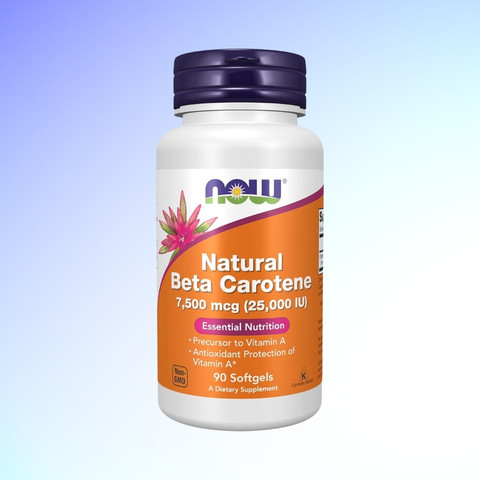 NOW Natural Beta Carotene 7500mcg - 25,000IU (90 Softgels)
