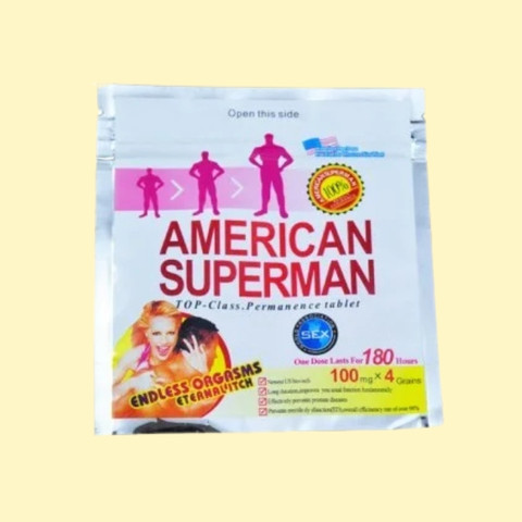 American Superman Tablet men's stamina and intimate wellness product packaging