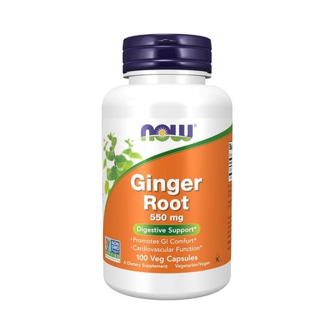 NOW Ginger Root 550mg 100 Capsules for Digestive Support