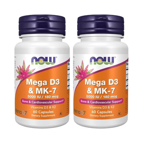 NOW Mega D3 & MK-7 5000 IU with Vitamin K2 MK-7 180mcg
