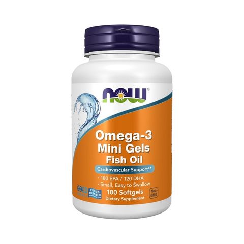 NOW Omega-3 Mini Gels Fish Oil 120 Dha (180 Softgels)